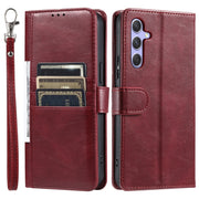 For Samsung Galaxy S25+ 5G Simple 6-Card Wallet Leather Phone Case(Wine Red)