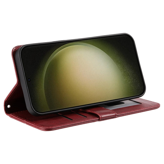 For Samsung Galaxy S25+ 5G Simple 6-Card Wallet Leather Phone Case(Wine Red)