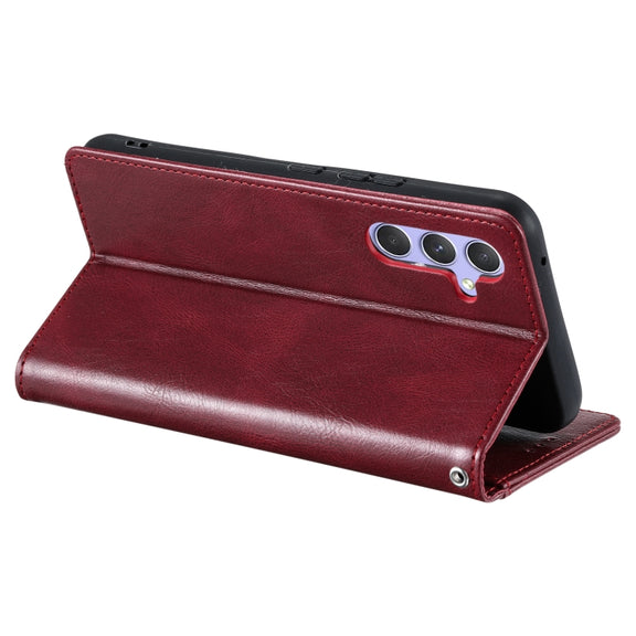 For Samsung Galaxy S25+ 5G Simple 6-Card Wallet Leather Phone Case(Wine Red)
