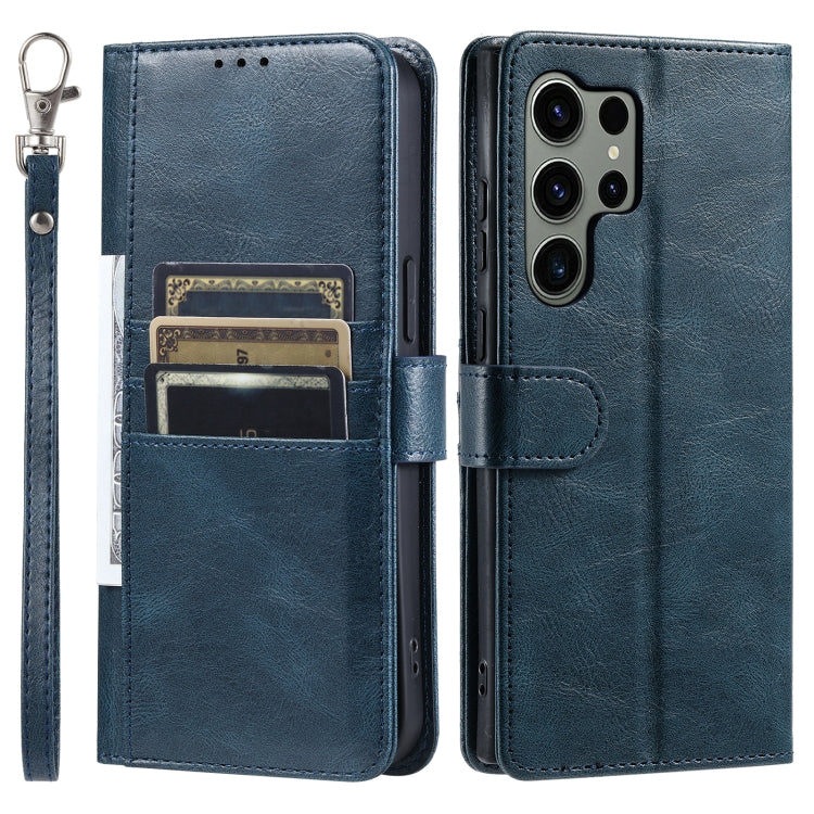 For Samsung Galaxy S25 Ultra 5G Simple 6-Card Wallet Leather Phone Case(Navy Blue)
