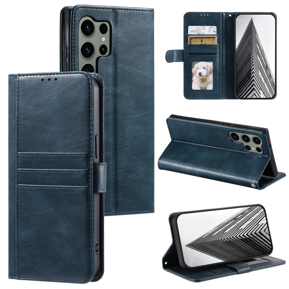 For Samsung Galaxy S25 Ultra 5G Simple 6-Card Wallet Leather Phone Case(Navy Blue)