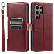 For Samsung Galaxy S25 Ultra 5G Simple 6-Card Wallet Leather Phone Case(Wine Red)