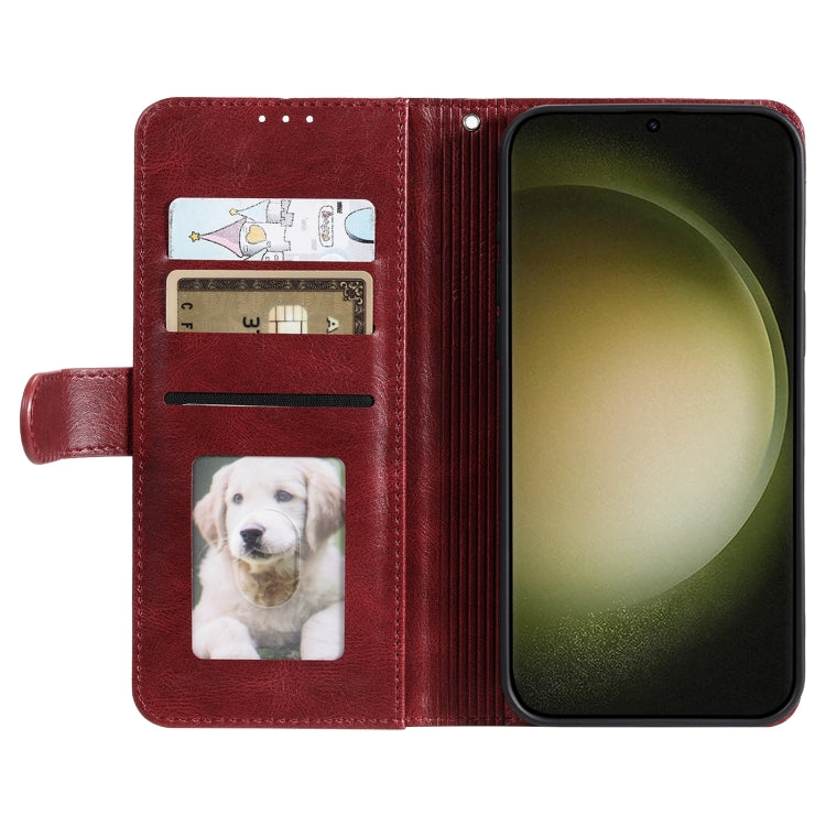 For Samsung Galaxy S25 Ultra 5G Simple 6-Card Wallet Leather Phone Case(Wine Red)
