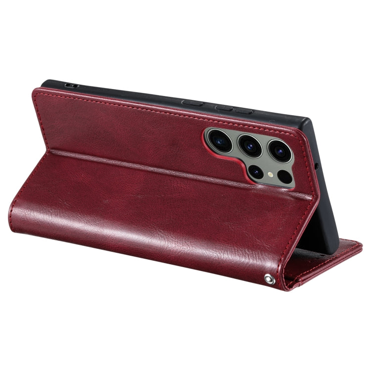 For Samsung Galaxy S25 Ultra 5G Simple 6-Card Wallet Leather Phone Case(Wine Red)