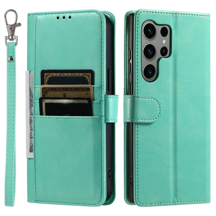 For Samsung Galaxy S25 Ultra 5G Simple 6-Card Wallet Leather Phone Case(Green)