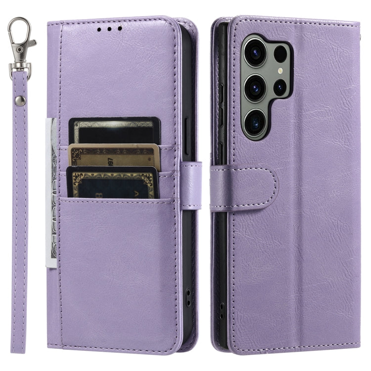For Samsung Galaxy S25 Ultra 5G Simple 6-Card Wallet Leather Phone Case(Purple)