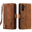 For Samsung Galaxy S25 5G Nine Card Zipper Bag Leather Phone Case with Lanyard(Brown) - Galaxy S25 5G Cases by PMC TechLife | Online Shopping South Africa | PMC TechLife | Buy Now Pay Later Mobicred