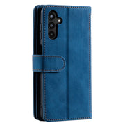 For Samsung Galaxy S25 5G Nine Card Zipper Bag Leather Phone Case with Lanyard(Blue)