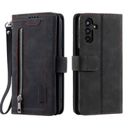For Samsung Galaxy S25+ 5G Nine Card Zipper Bag Leather Phone Case with Lanyard(Black)