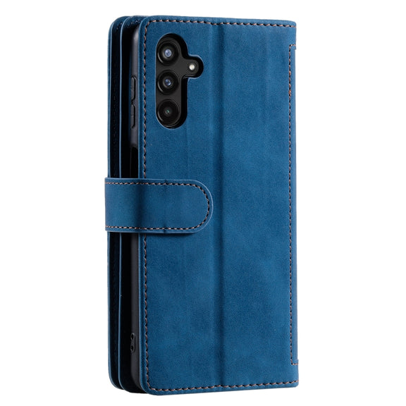 For Samsung Galaxy S25+ 5G Nine Card Zipper Bag Leather Phone Case with Lanyard(Blue)