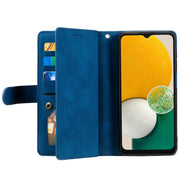 For Samsung Galaxy S25+ 5G Nine Card Zipper Bag Leather Phone Case with Lanyard(Blue)