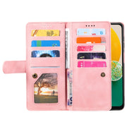 For Samsung Galaxy S25+ 5G Nine Card Zipper Bag Leather Phone Case with Lanyard(Pink)