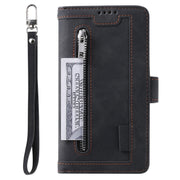 For Samsung Galaxy S25 Ultra 5G Nine Card Zipper Bag Leather Phone Case with Lanyard(Black)