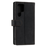For Samsung Galaxy S25 Ultra 5G Nine Card Zipper Bag Leather Phone Case with Lanyard(Black)