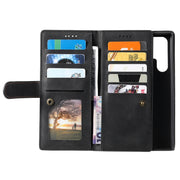 For Samsung Galaxy S25 Ultra 5G Nine Card Zipper Bag Leather Phone Case with Lanyard(Black)