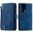 For Samsung Galaxy S25 Ultra 5G Nine Card Zipper Bag Leather Phone Case with Lanyard(Blue) - Galaxy S25 Ultra 5G Cases by PMC TechLife | Online Shopping South Africa | PMC TechLife | Buy Now Pay Later Mobicred
