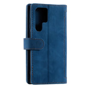For Samsung Galaxy S25 Ultra 5G Nine Card Zipper Bag Leather Phone Case with Lanyard(Blue)