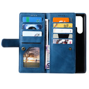 For Samsung Galaxy S25 Ultra 5G Nine Card Zipper Bag Leather Phone Case with Lanyard(Blue)