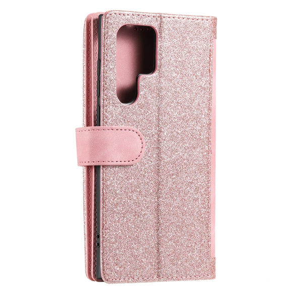 For Samsung Galaxy S25 Ultra 5G Nine Card Zipper Bag Leather Phone Case with Lanyard(Pink)
