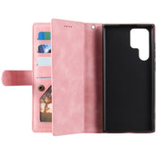 For Samsung Galaxy S25 Ultra 5G Nine Card Zipper Bag Leather Phone Case with Lanyard(Pink)