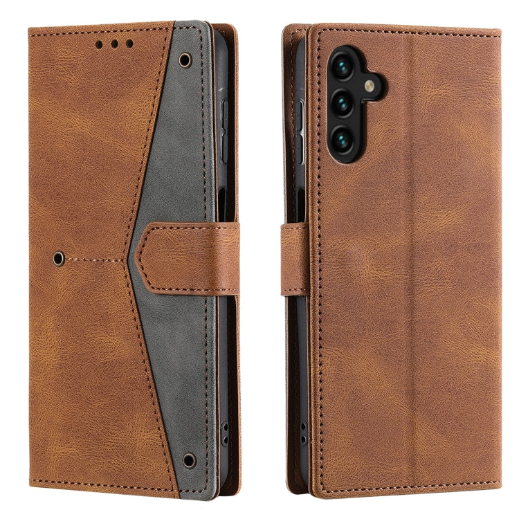For Samsung Galaxy S25 5G Nail Skin Feel Stitching Calf Texture Leather Phone Case(Brown)