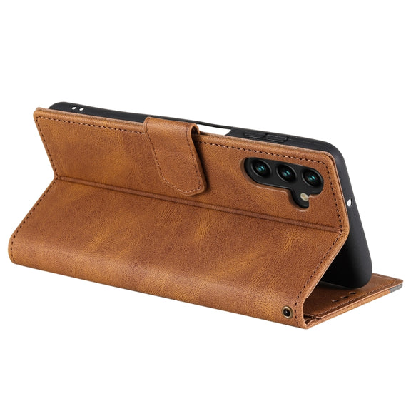 For Samsung Galaxy S25 5G Nail Skin Feel Stitching Calf Texture Leather Phone Case(Brown)