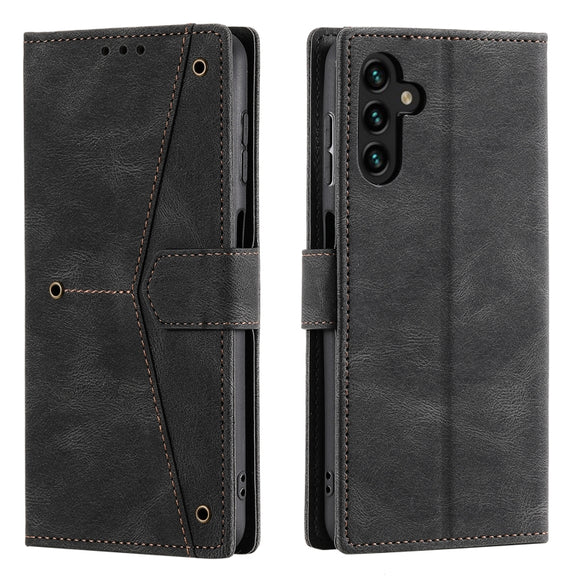 For Samsung Galaxy S25+ 5G Nail Skin Feel Stitching Calf Texture Leather Phone Case(Black)