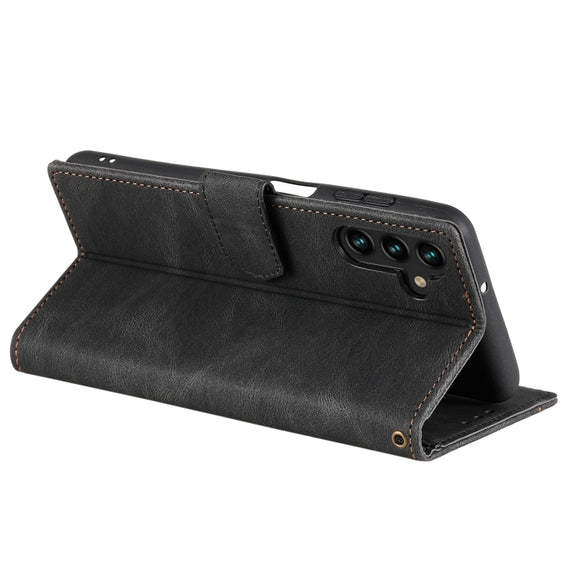 For Samsung Galaxy S25+ 5G Nail Skin Feel Stitching Calf Texture Leather Phone Case(Black)