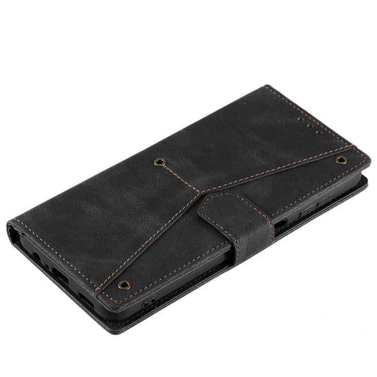 For Samsung Galaxy S25+ 5G Nail Skin Feel Stitching Calf Texture Leather Phone Case(Black)