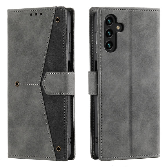 For Samsung Galaxy S25+ 5G Nail Skin Feel Stitching Calf Texture Leather Phone Case(Grey)