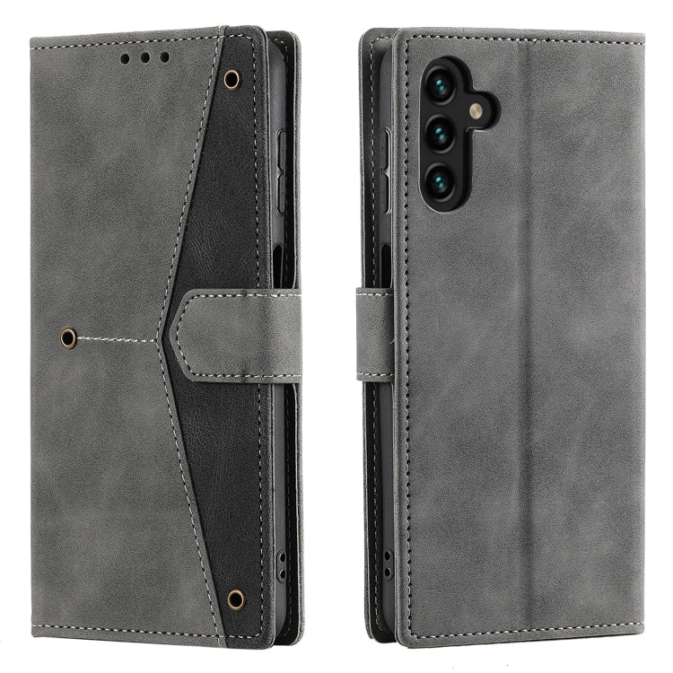 For Samsung Galaxy S25+ 5G Nail Skin Feel Stitching Calf Texture Leather Phone Case(Grey)