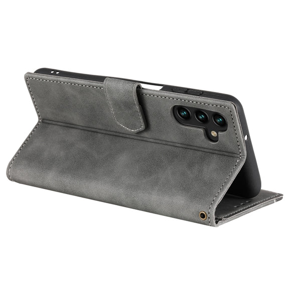 For Samsung Galaxy S25+ 5G Nail Skin Feel Stitching Calf Texture Leather Phone Case(Grey)
