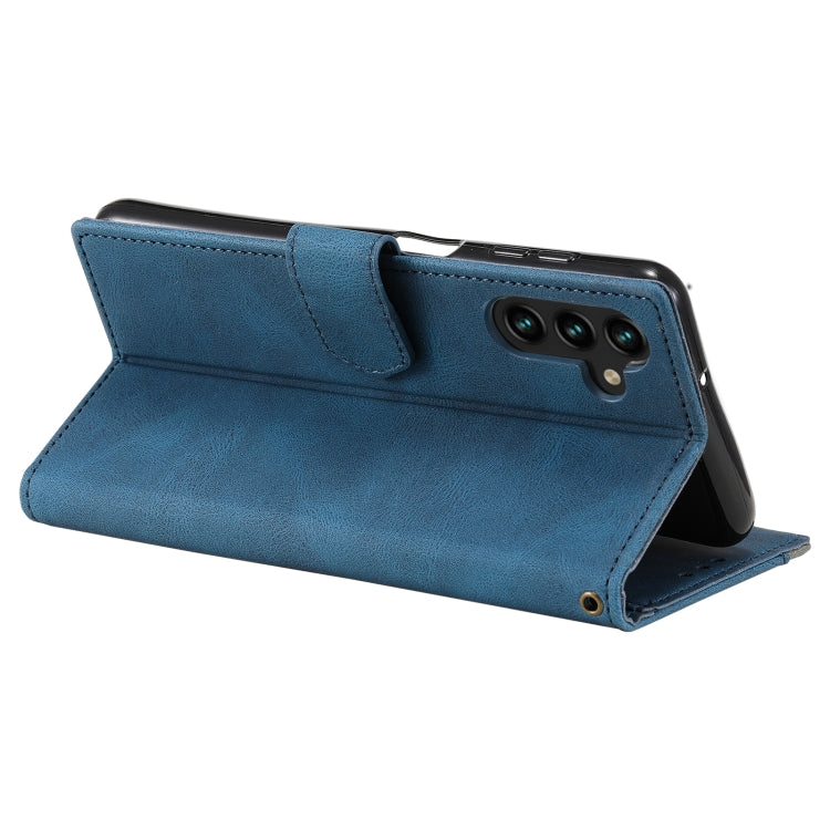 For Samsung Galaxy S25+ 5G Nail Skin Feel Stitching Calf Texture Leather Phone Case(Blue)
