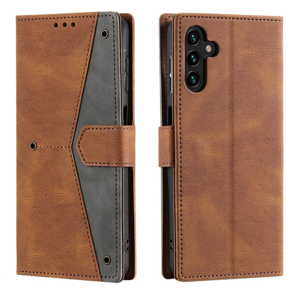 For Samsung Galaxy S25+ 5G Nail Skin Feel Stitching Calf Texture Leather Phone Case(Brown)
