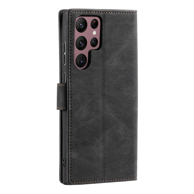 For Samsung Galaxy S25 Ultra 5G Nail Skin Feel Stitching Calf Texture Leather Phone Case(Black)