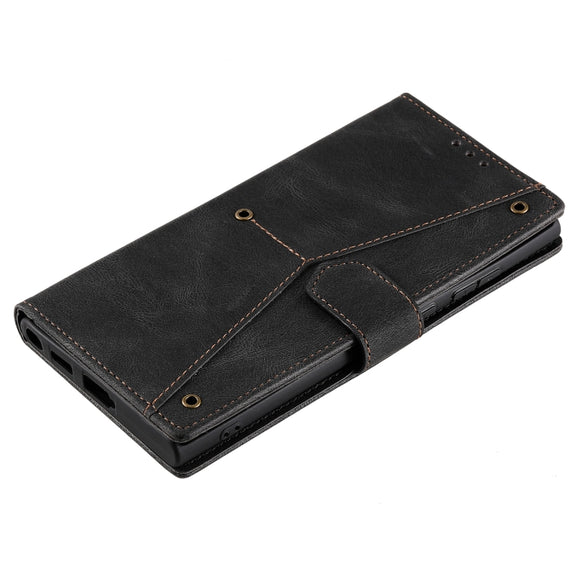 For Samsung Galaxy S25 Ultra 5G Nail Skin Feel Stitching Calf Texture Leather Phone Case(Black)
