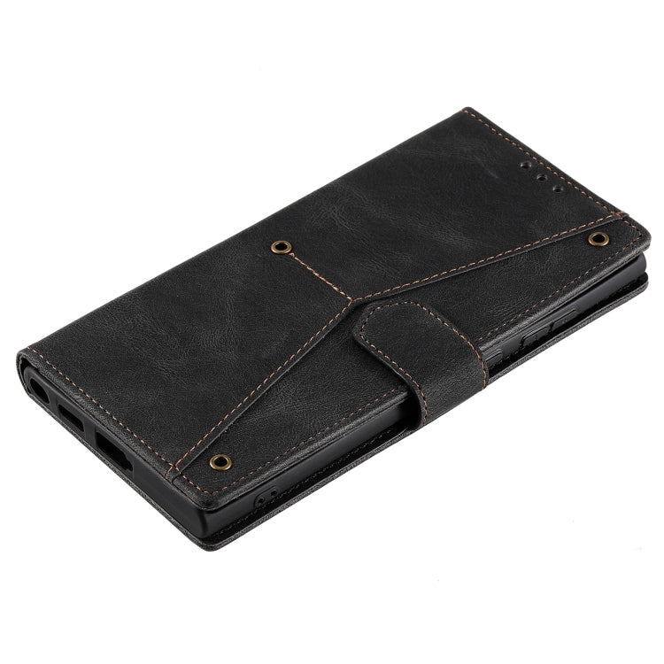 For Samsung Galaxy S25 Ultra 5G Nail Skin Feel Stitching Calf Texture Leather Phone Case(Black)