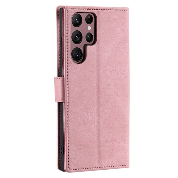 For Samsung Galaxy S25 Ultra 5G Nail Skin Feel Stitching Calf Texture Leather Phone Case(Rose Gold)