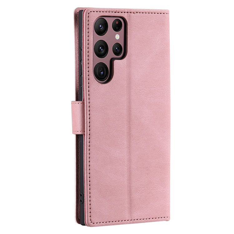For Samsung Galaxy S25 Ultra 5G Nail Skin Feel Stitching Calf Texture Leather Phone Case(Rose Gold)