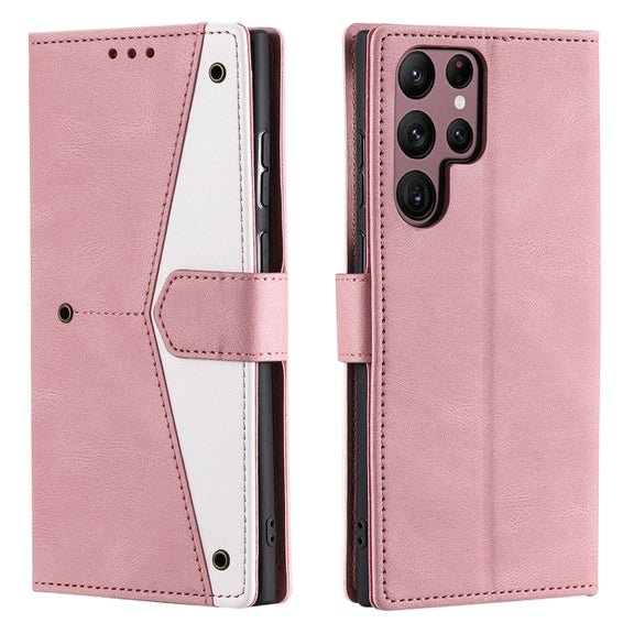 For Samsung Galaxy S25 Ultra 5G Nail Skin Feel Stitching Calf Texture Leather Phone Case(Rose Gold)