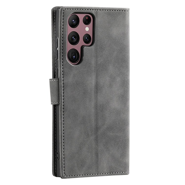 For Samsung Galaxy S25 Ultra 5G Nail Skin Feel Stitching Calf Texture Leather Phone Case(Grey)