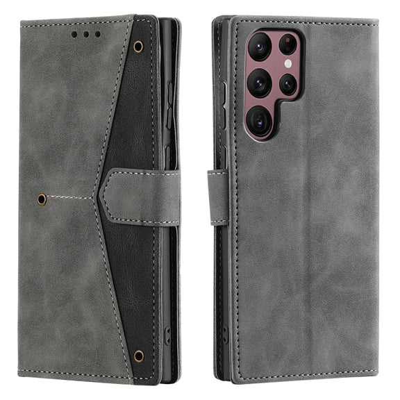 For Samsung Galaxy S25 Ultra 5G Nail Skin Feel Stitching Calf Texture Leather Phone Case(Grey)