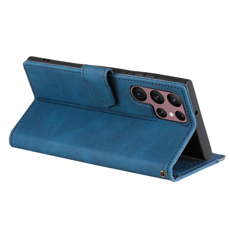 For Samsung Galaxy S25 Ultra 5G Nail Skin Feel Stitching Calf Texture Leather Phone Case(Blue)