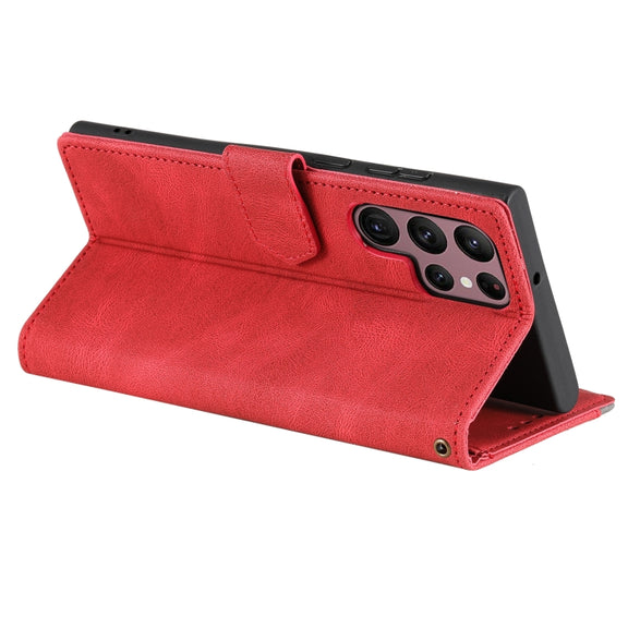 For Samsung Galaxy S25 Ultra 5G Nail Skin Feel Stitching Calf Texture Leather Phone Case(Red)