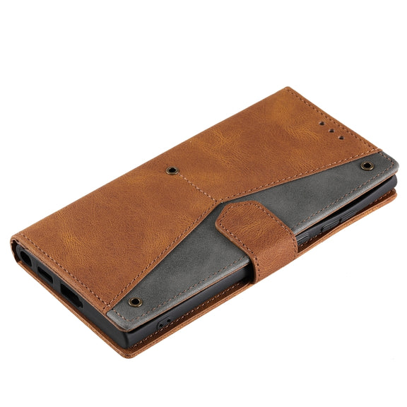 For Samsung Galaxy S25 Ultra 5G Nail Skin Feel Stitching Calf Texture Leather Phone Case(Brown)