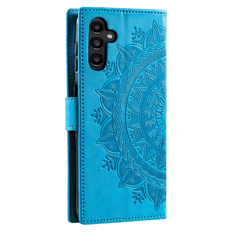 For Samsung Galaxy S25 5G Totem Flower Embossed Leather Phone Case(Blue) - Galaxy S25 5G Cases by PMC TechLife | Online Shopping South Africa | PMC TechLife | Buy Now Pay Later Mobicred