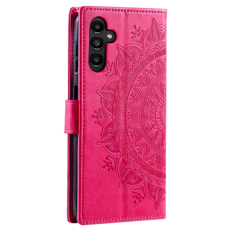 For Samsung Galaxy S25+ 5G Totem Flower Embossed Leather Phone Case(Red)