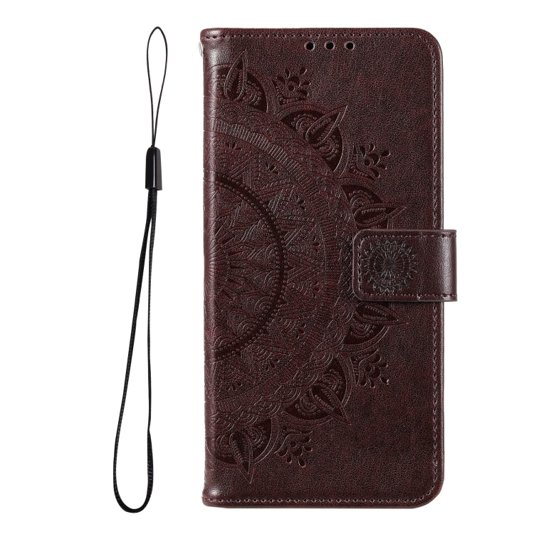 For Samsung Galaxy S25+ 5G Totem Flower Embossed Leather Phone Case(Brown)