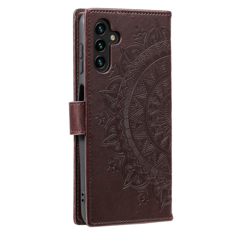 For Samsung Galaxy S25+ 5G Totem Flower Embossed Leather Phone Case(Brown)