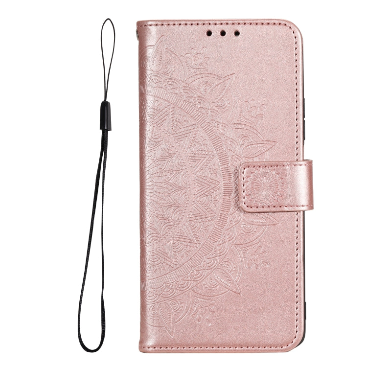 For Samsung Galaxy S25+ 5G Totem Flower Embossed Leather Phone Case(Rose Gold)